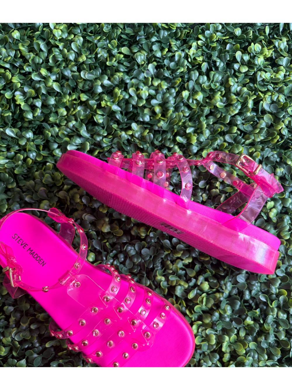 Steve Madden JCELINE Pink Jelly Gladiator Sandals Y2K Sz 5